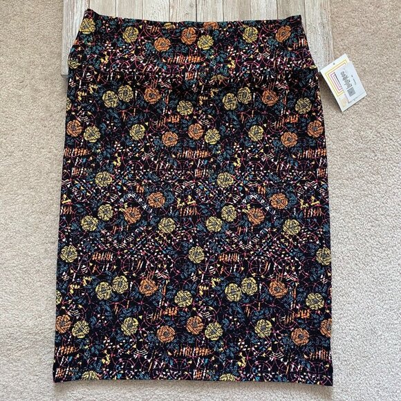 LuLaRoe Cassie Womens XL Floral Abstract Patterned Pull On Pencil Skirt NWT - Picture 8 of 12